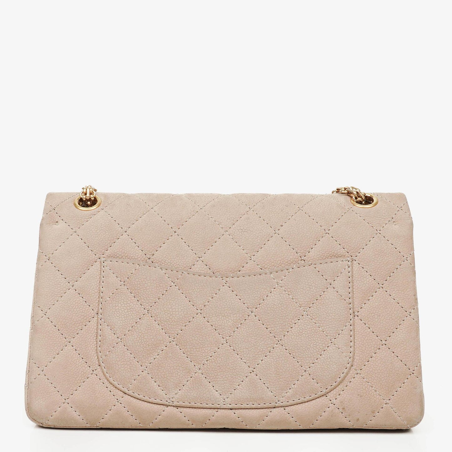 Chanel 2.55 Reissue 227 Flap Bag Beige Quilted Caviar With Gold-Tone Hardware