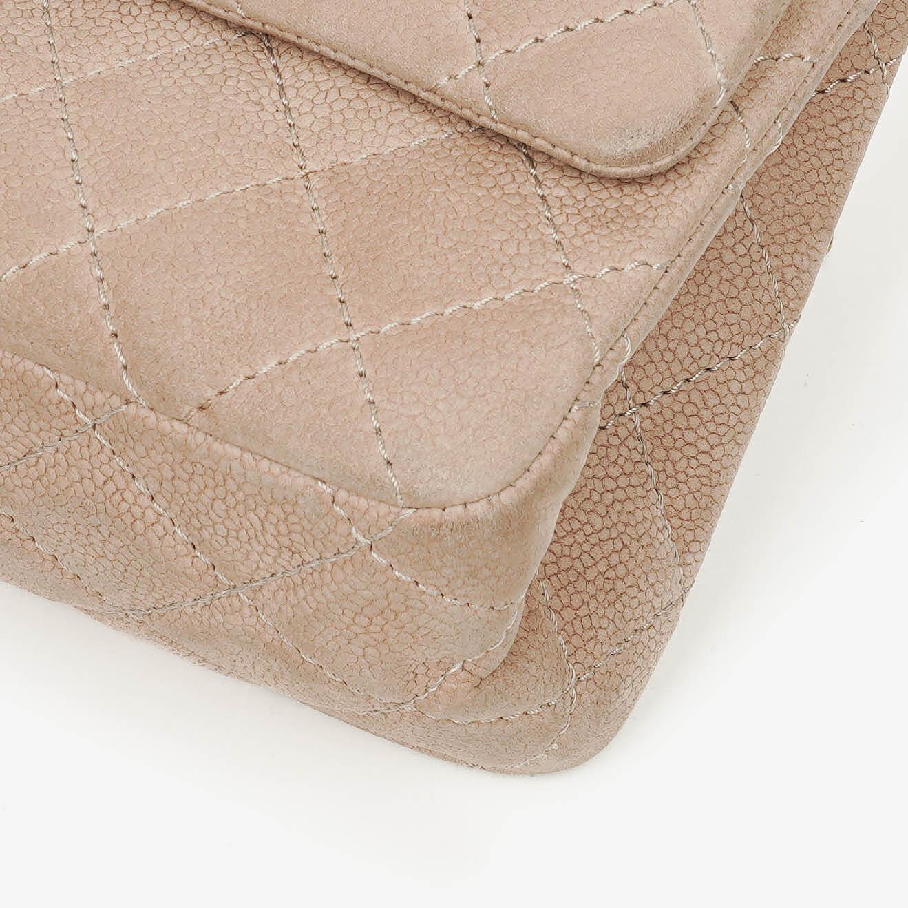 Chanel 2.55 Reissue 227 Flap Bag Beige Quilted Caviar With Gold-Tone Hardware
