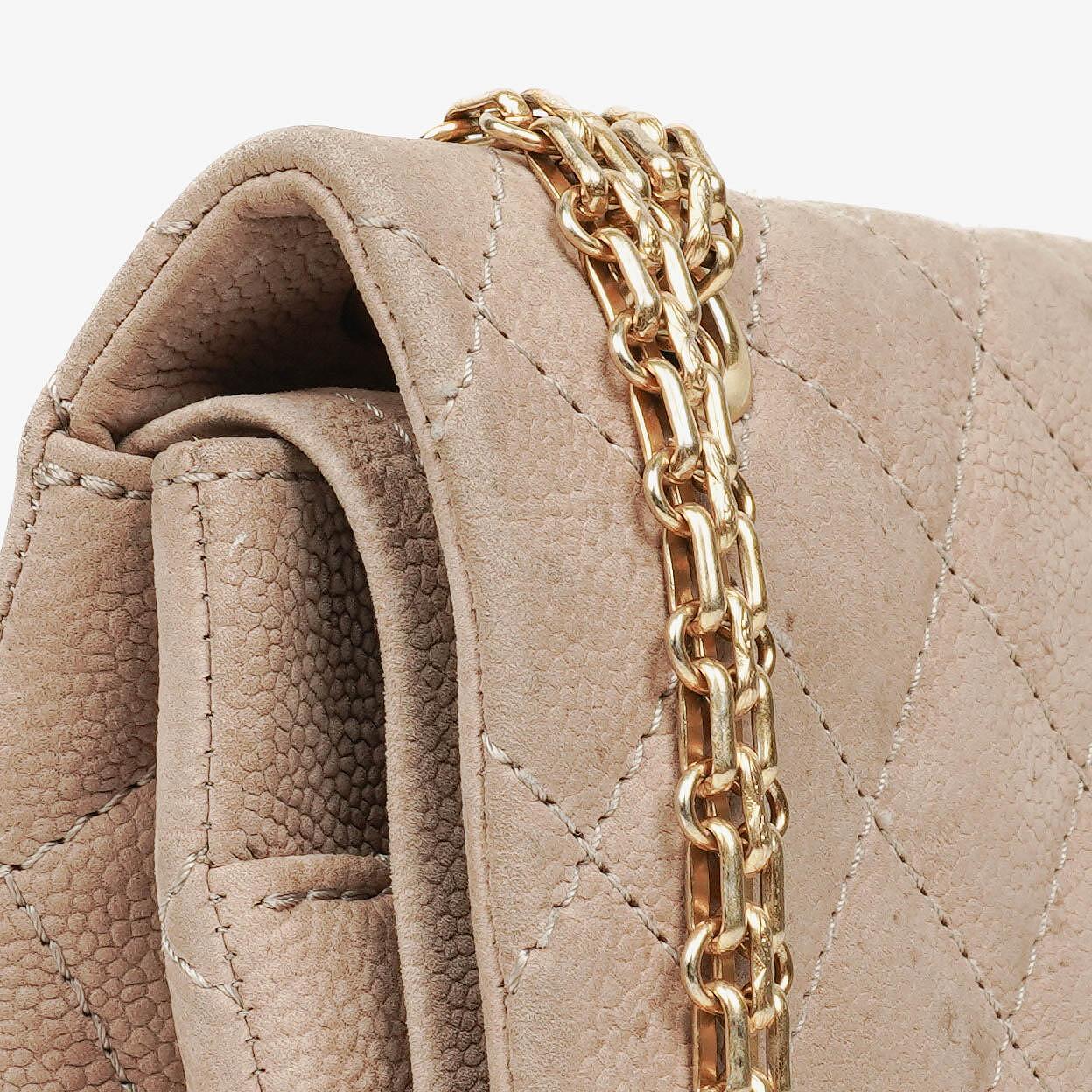 Chanel 2.55 Reissue 227 Flap Bag Beige Quilted Caviar With Gold-Tone Hardware