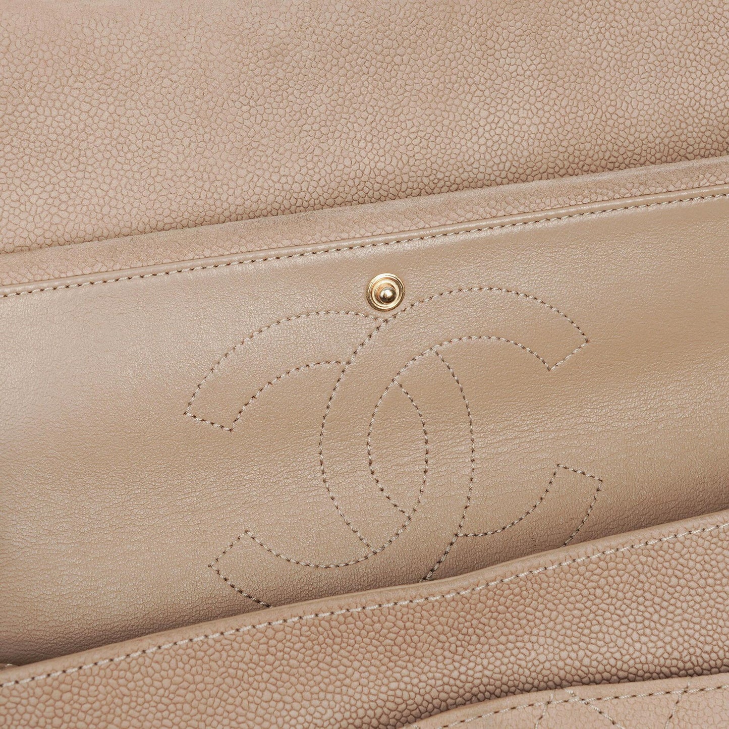 Chanel 2.55 Reissue 227 Flap Bag Beige Quilted Caviar With Gold-Tone Hardware