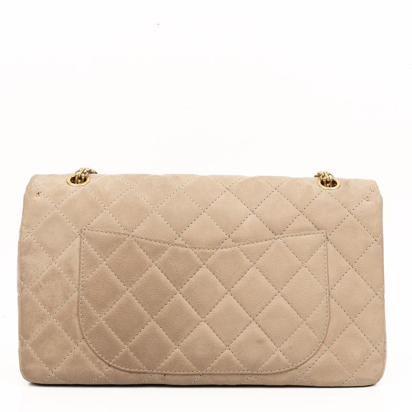 Chanel 2.55 Reissue 227 Jumbo Flap Bag Beige Quilted Caviar With Gold-Tone Hardware