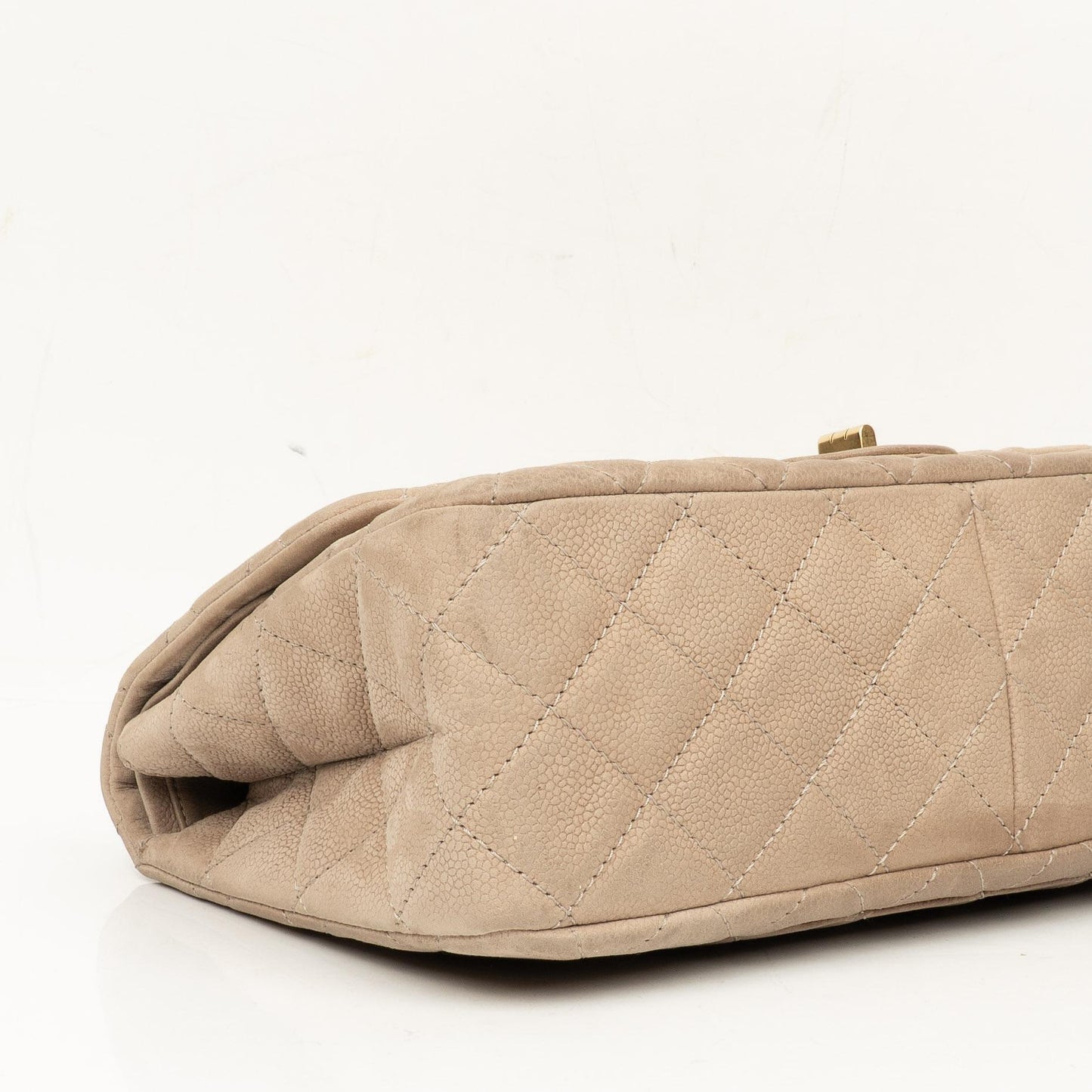Chanel 2.55 Reissue 227 Jumbo Flap Bag Beige Quilted Caviar With Gold-Tone Hardware