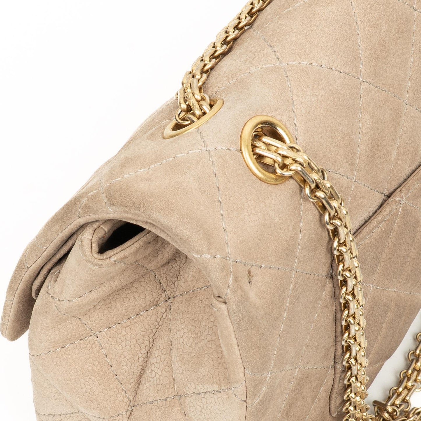 Chanel 2.55 Reissue 227 Jumbo Flap Bag Beige Quilted Caviar With Gold-Tone Hardware