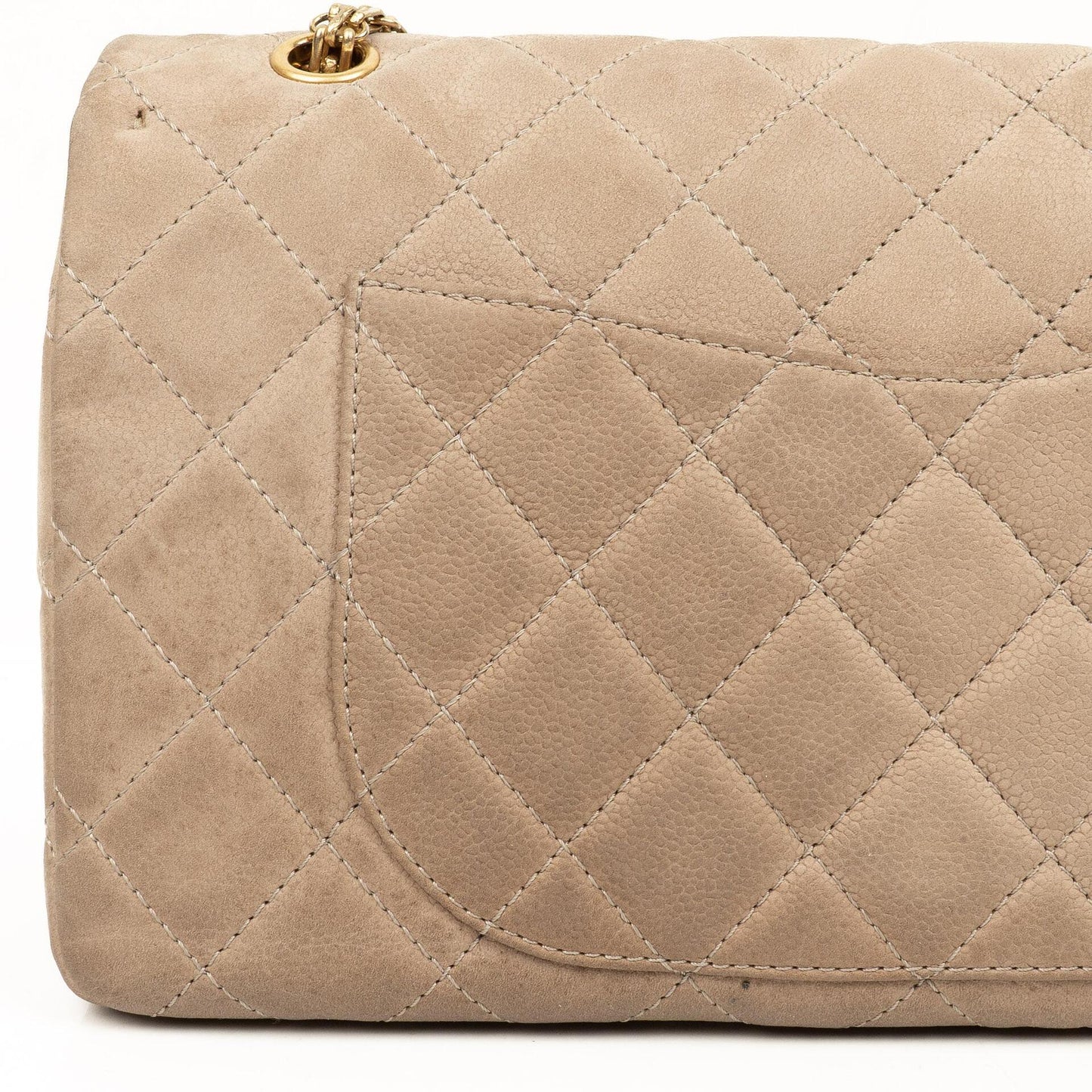 Chanel 2.55 Reissue 227 Jumbo Flap Bag Beige Quilted Caviar With Gold-Tone Hardware