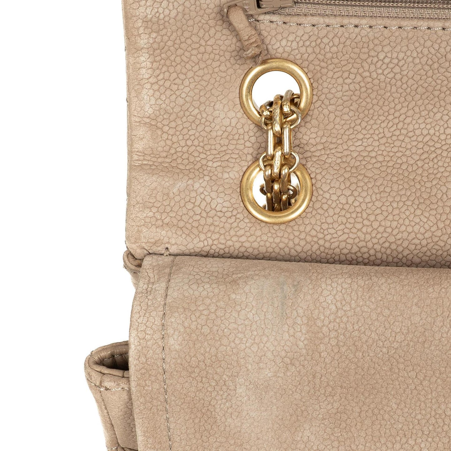 Chanel 2.55 Reissue 227 Jumbo Flap Bag Beige Quilted Caviar With Gold-Tone Hardware