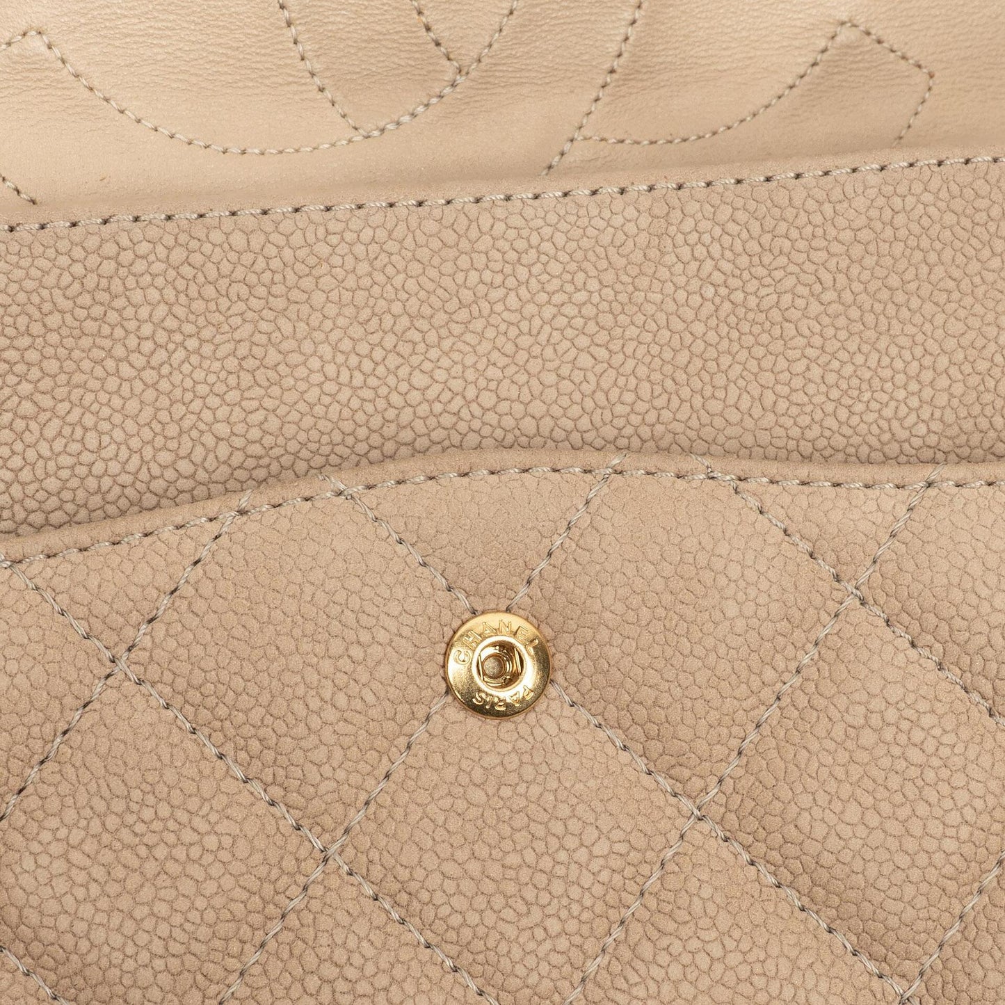 Chanel 2.55 Reissue 227 Jumbo Flap Bag Beige Quilted Caviar With Gold-Tone Hardware