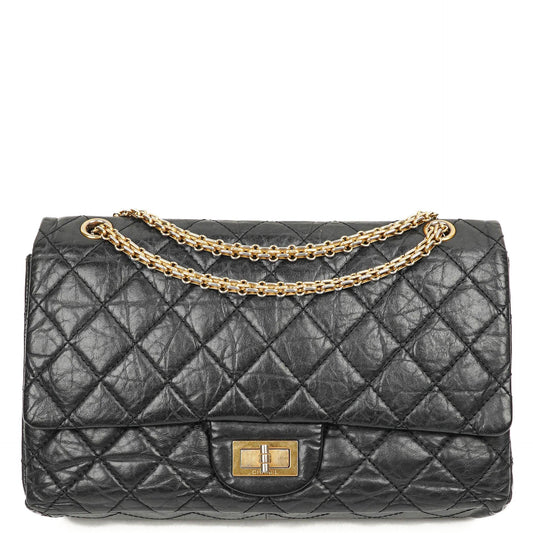 Chanel 2.55 Reissue Black Aged Calfskin Large Double Flap Bag