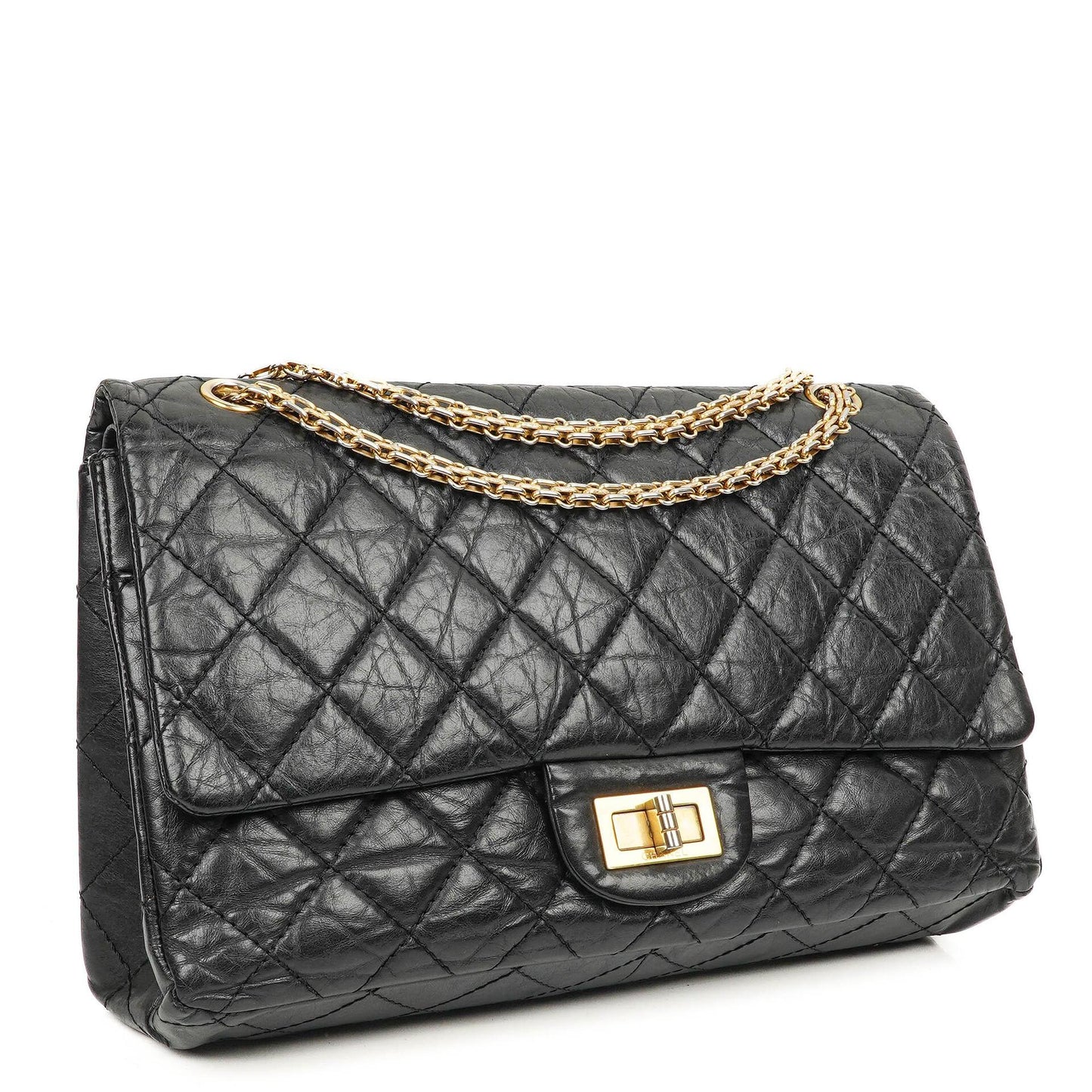 Chanel 2.55 Reissue Black Aged Calfskin Large Double Flap Bag