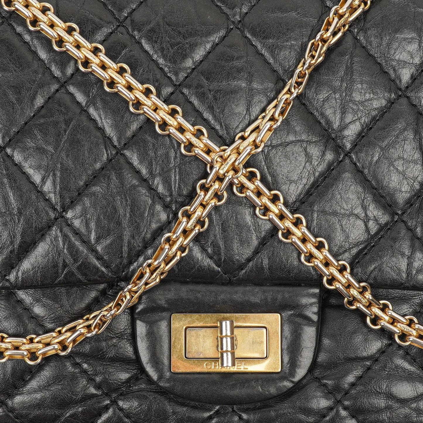Chanel 2.55 Reissue Black Aged Calfskin Large Double Flap Bag