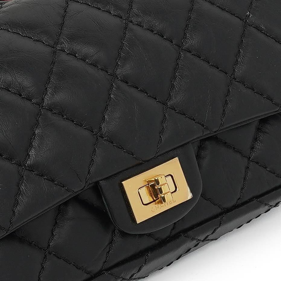 Chanel 2.55 Reissue Black Quilted Aged Calfskin Flap Belt Bag