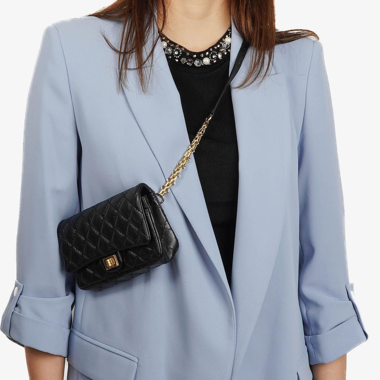 Chanel 2.55 Reissue Black Quilted Aged Calfskin Flap Belt Bag