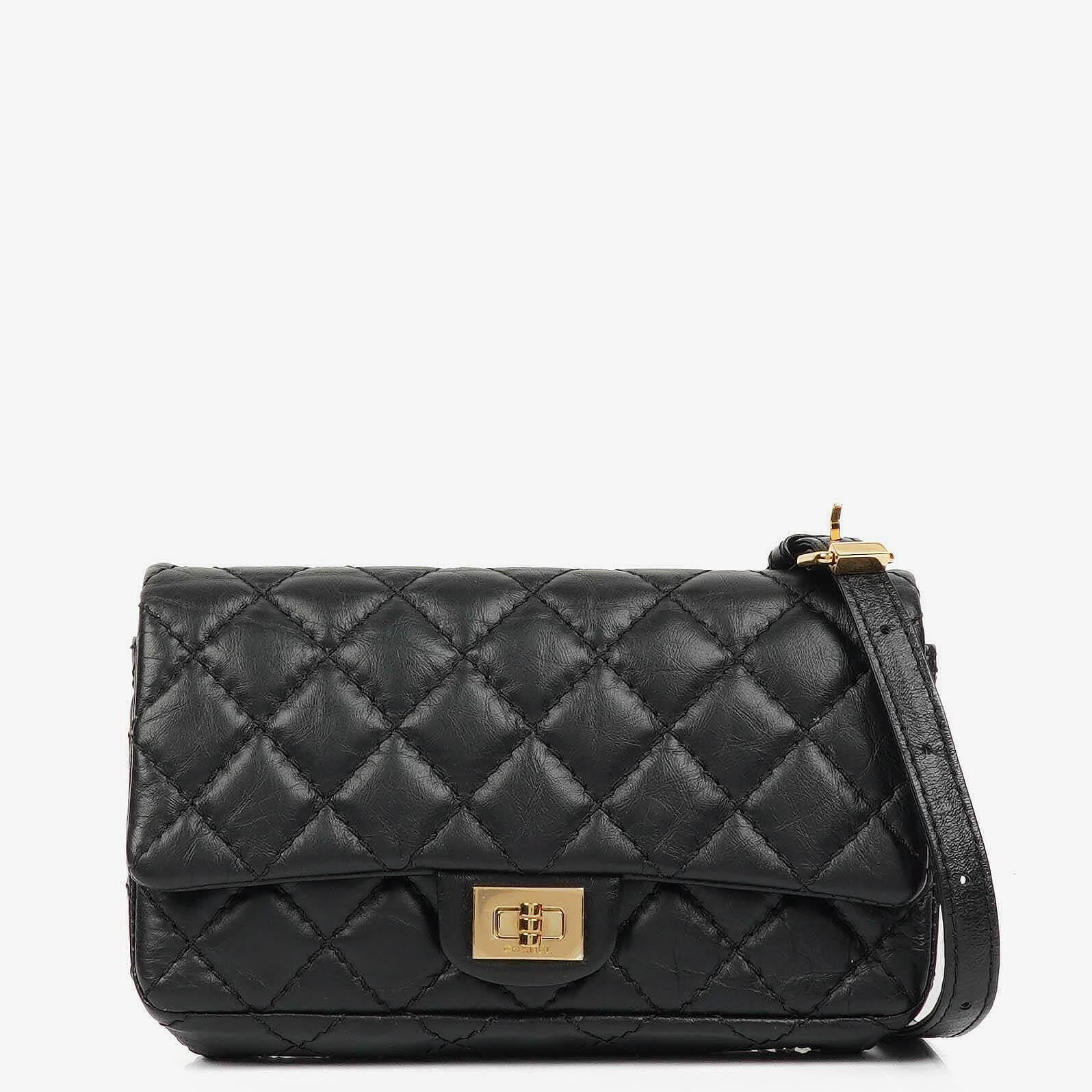 Chanel 2.55 Reissue Black Quilted Aged Calfskin Flap Belt Bag