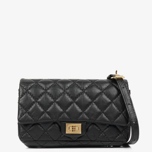 Chanel 2.55 Reissue Black Quilted Aged Calfskin Flap Belt Bag
