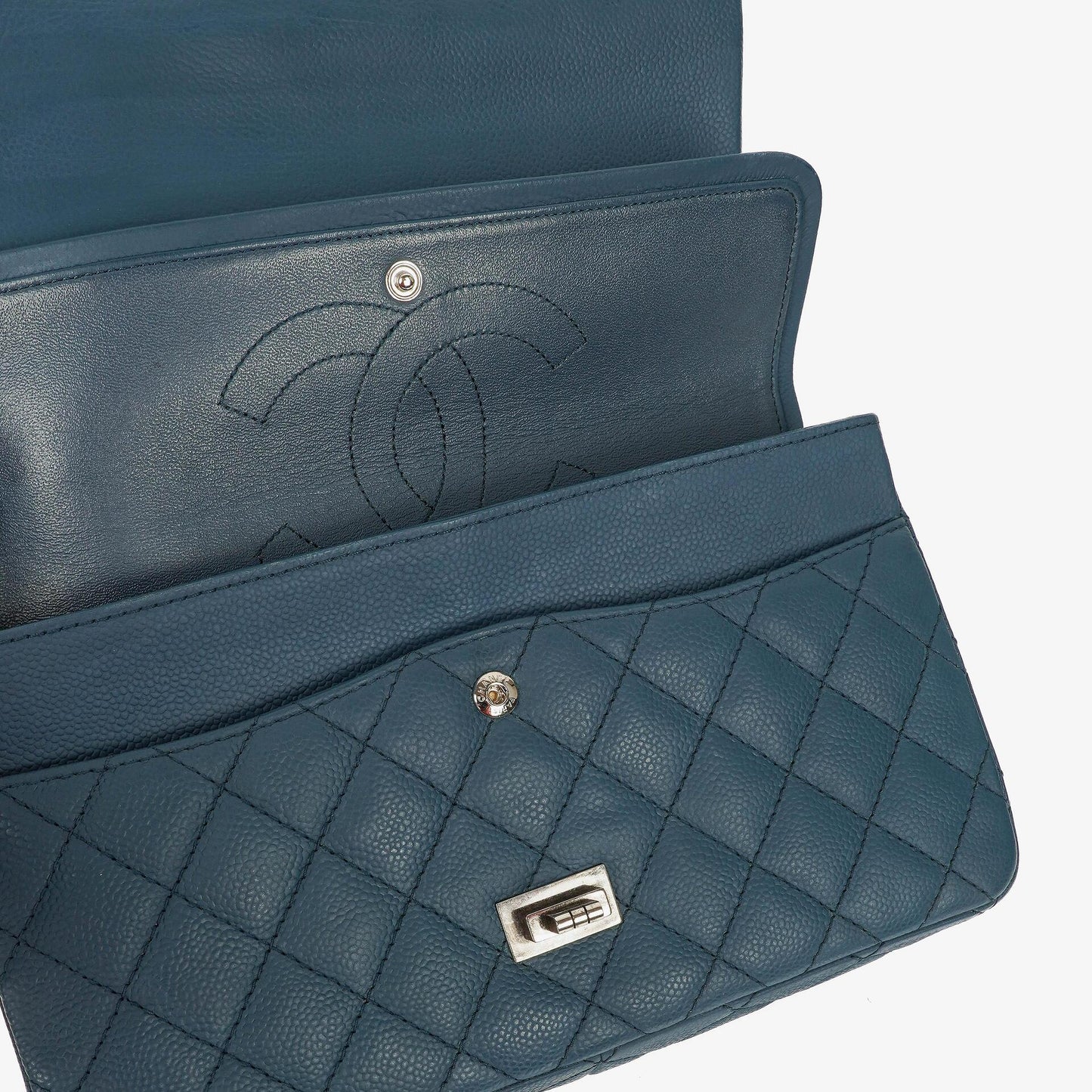 Chanel 2.55 Reissue Blue Caviar Quilted Leather Double Flap Bag With Ruthenium Hardware