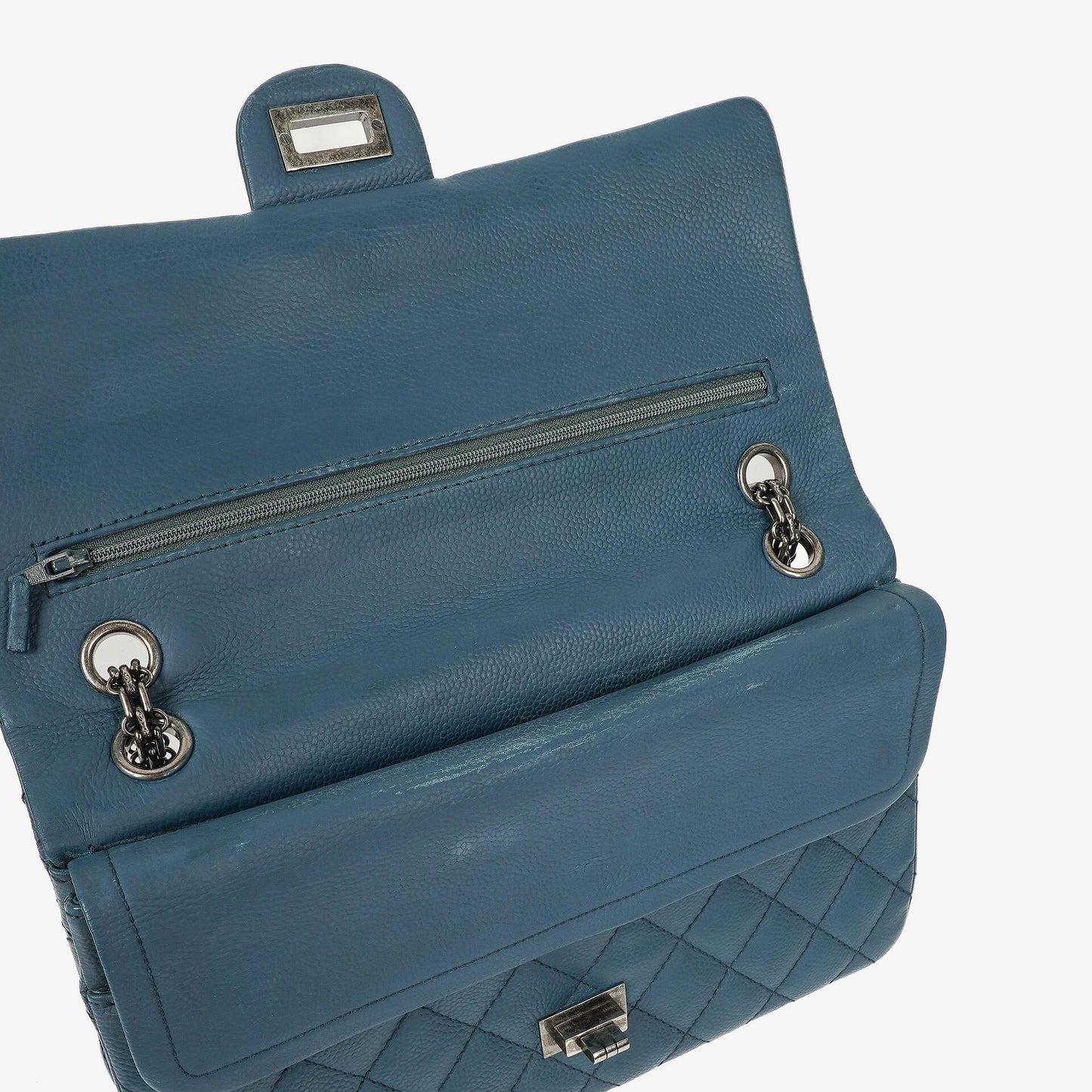 Chanel 2.55 Reissue Blue Caviar Quilted Leather Double Flap Bag With Ruthenium Hardware