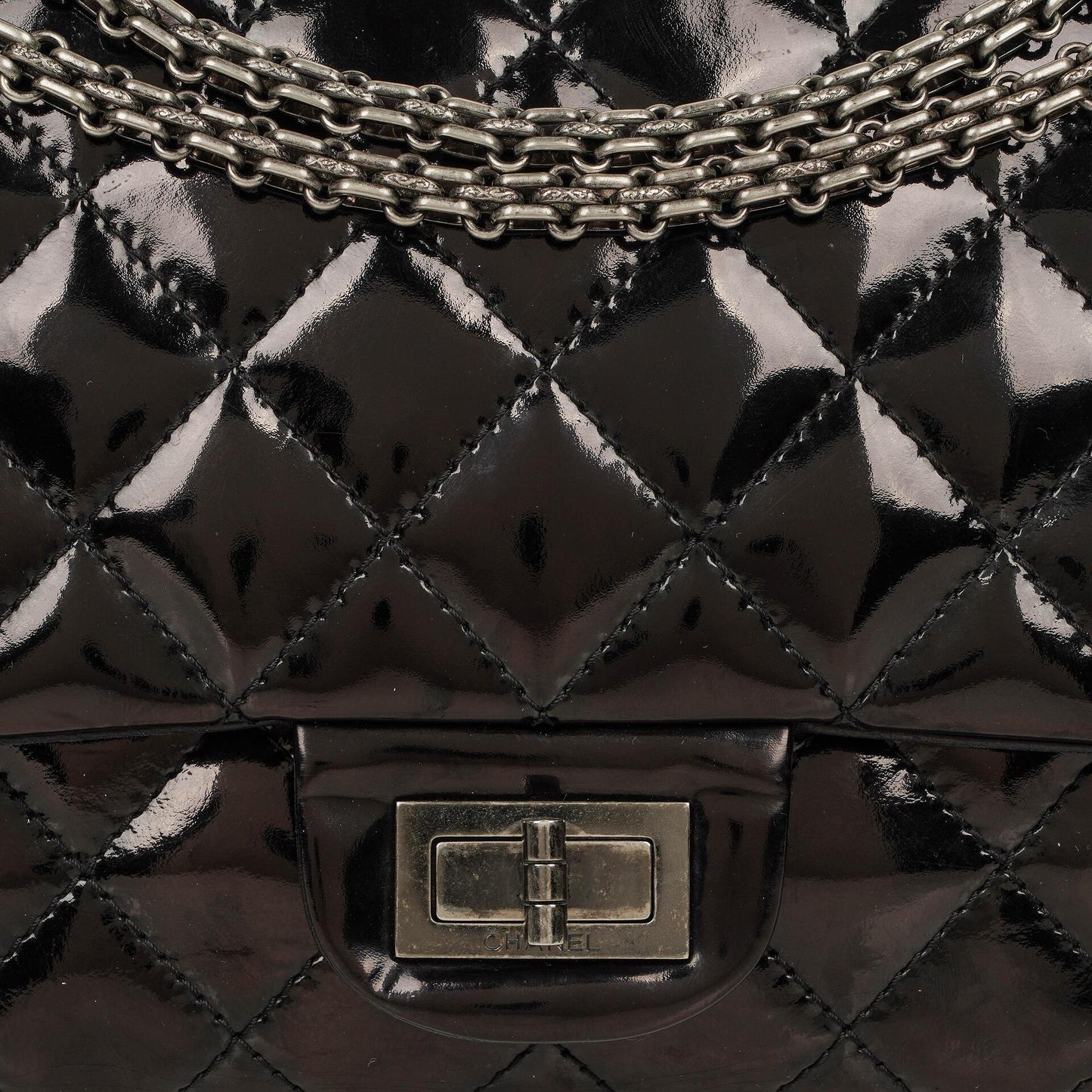 Chanel 2.55 Reissue Double Flap Patent Leather 227 With Ruthenium Hardware