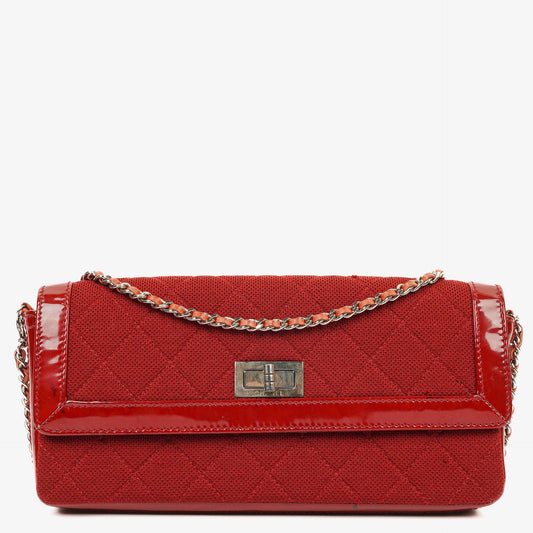 Chanel 2.55 Reissue East West Red Patent Jersey Quilted Flap Bag