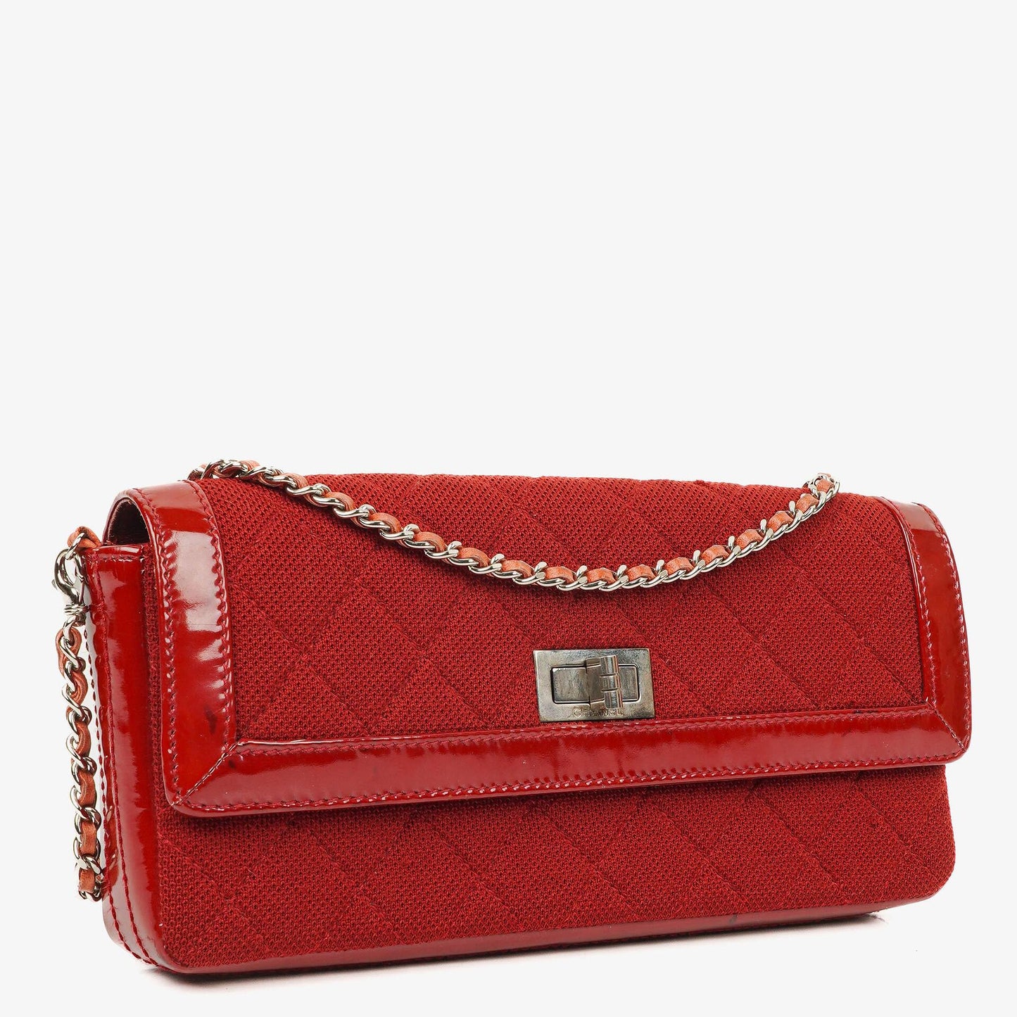 Chanel 2.55 Reissue East West Red Patent Jersey Quilted Flap Bag