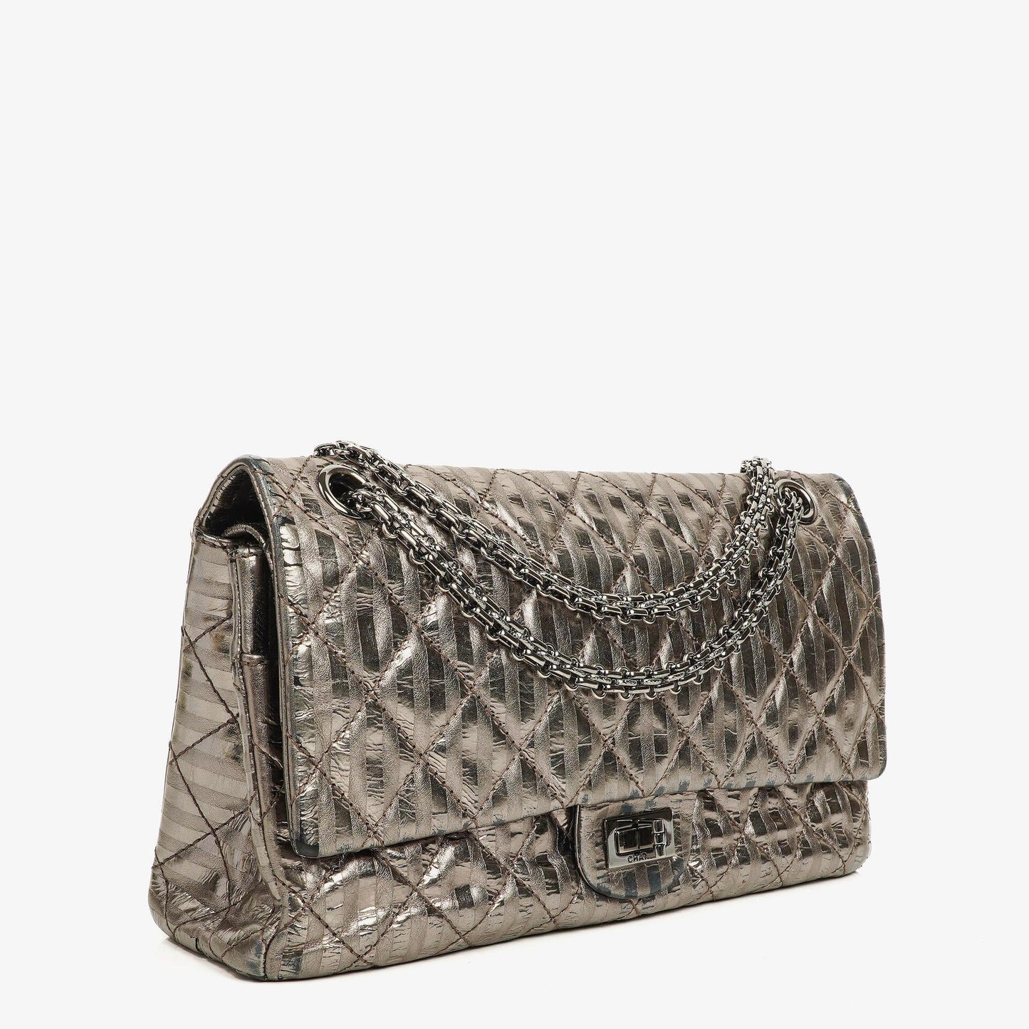 Chanel 2.55 Reissue Metallic Bronze Calfskin Striped 226 Flap Bag