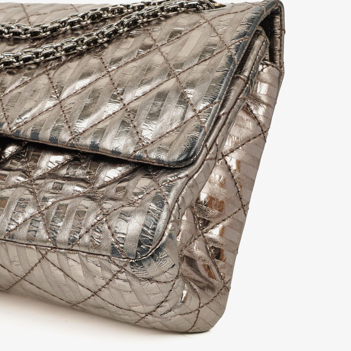 Chanel 2.55 Reissue Metallic Bronze Calfskin Striped 226 Flap Bag