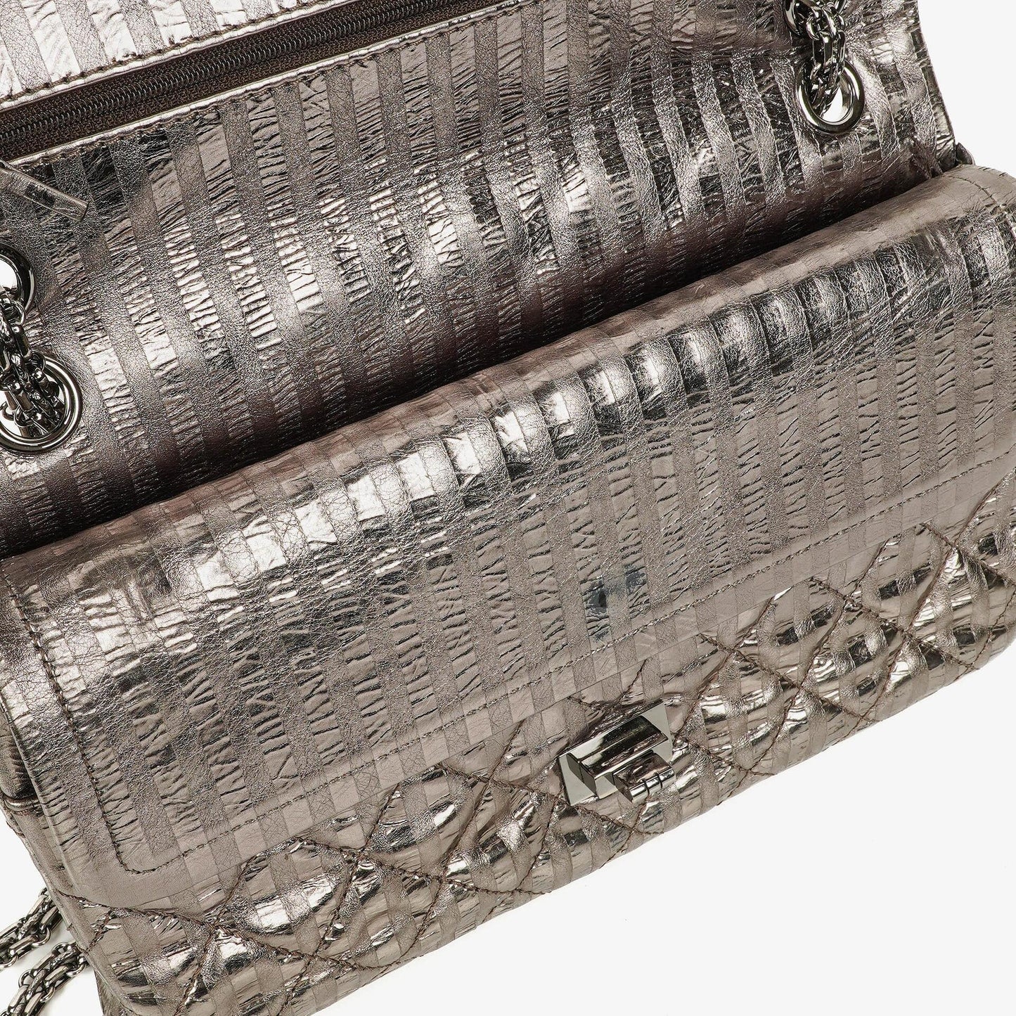 Chanel 2.55 Reissue Metallic Bronze Calfskin Striped 226 Flap Bag