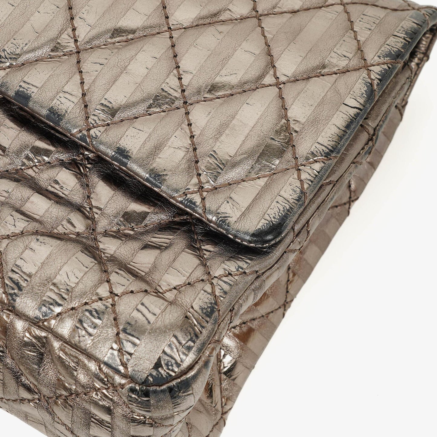 Chanel 2.55 Reissue Metallic Bronze Calfskin Striped 226 Flap Bag