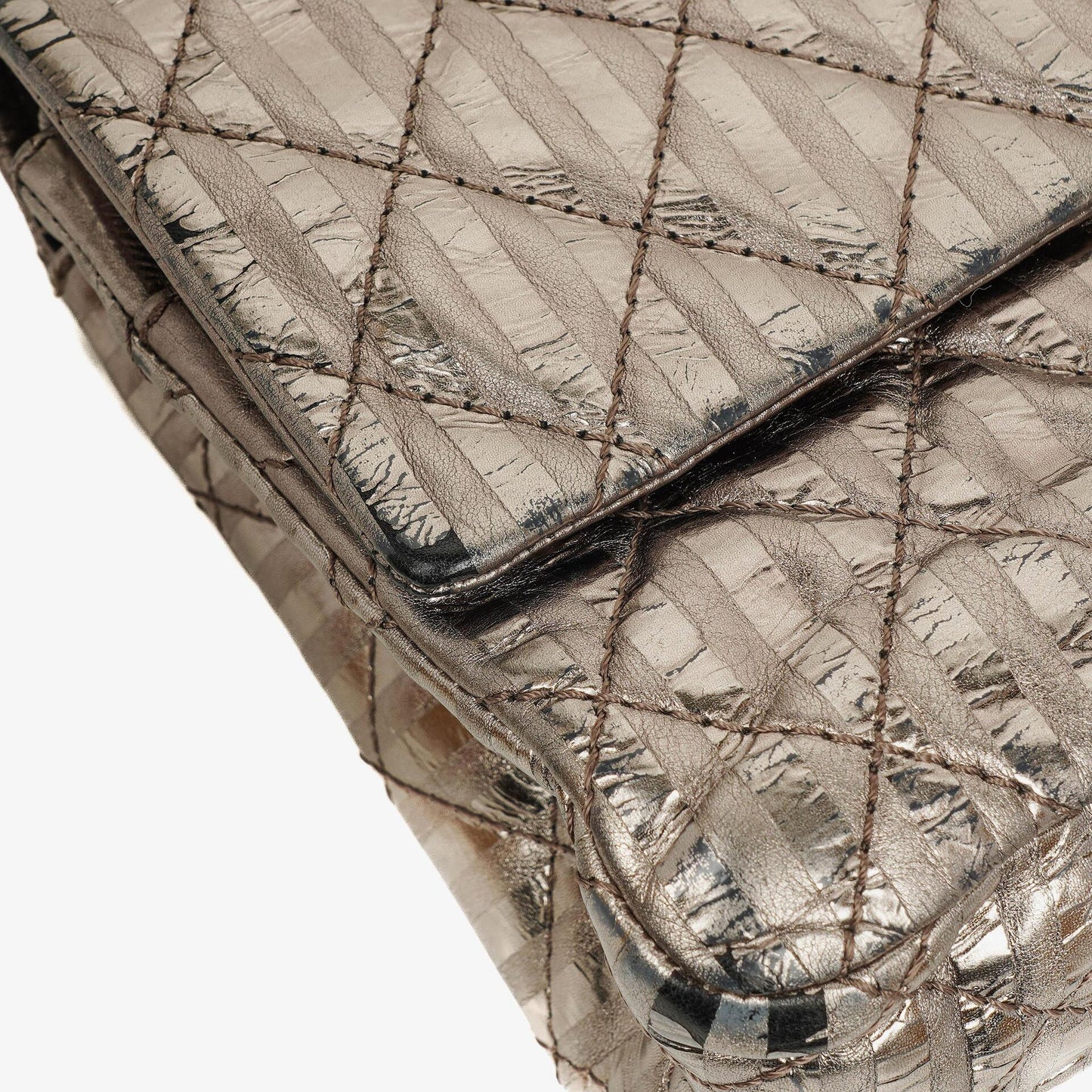 Chanel 2.55 Reissue Metallic Bronze Calfskin Striped 226 Flap Bag