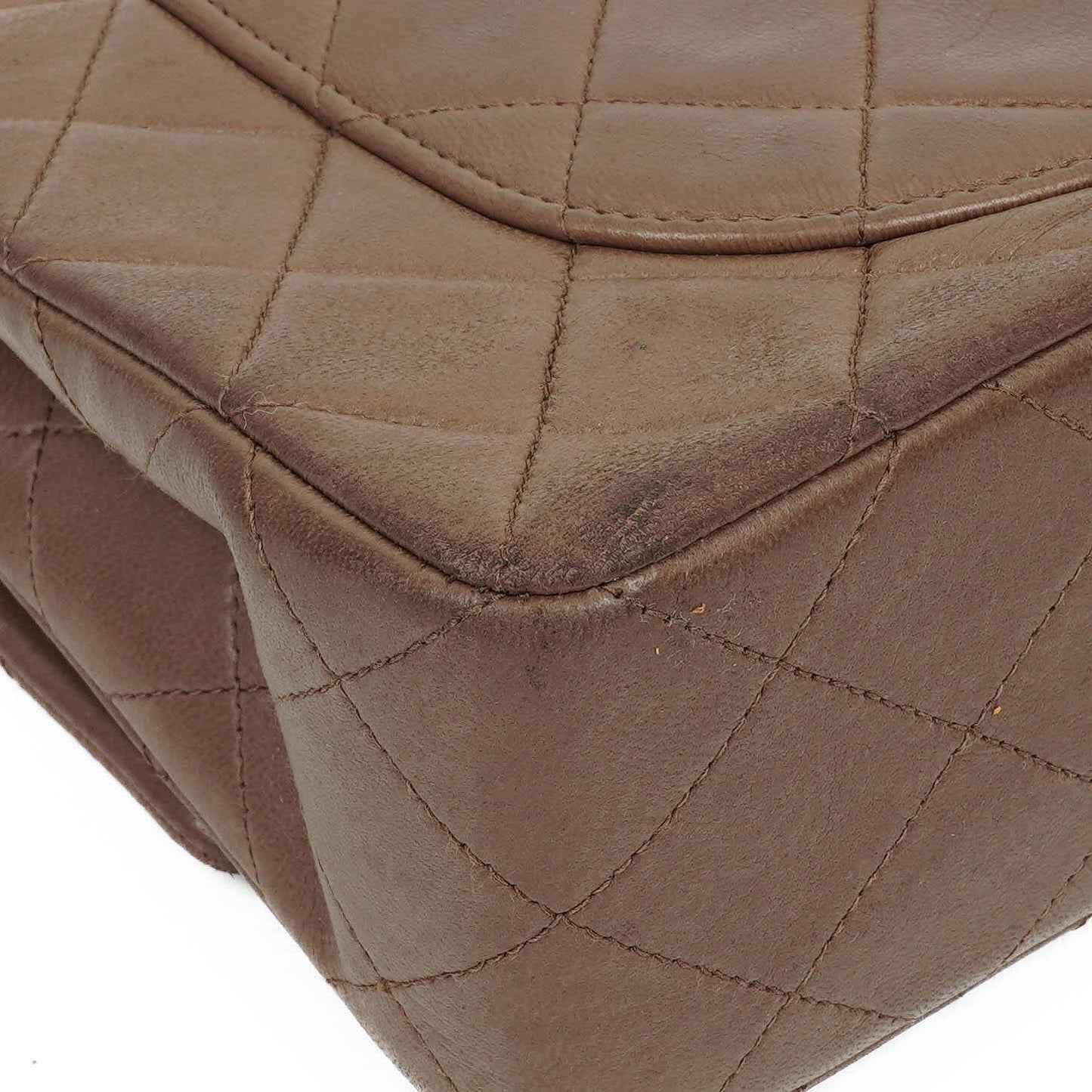 Chanel Small Clasic Double Flap Brown Quilted Lambskin 24K Gold-Plated Hardware