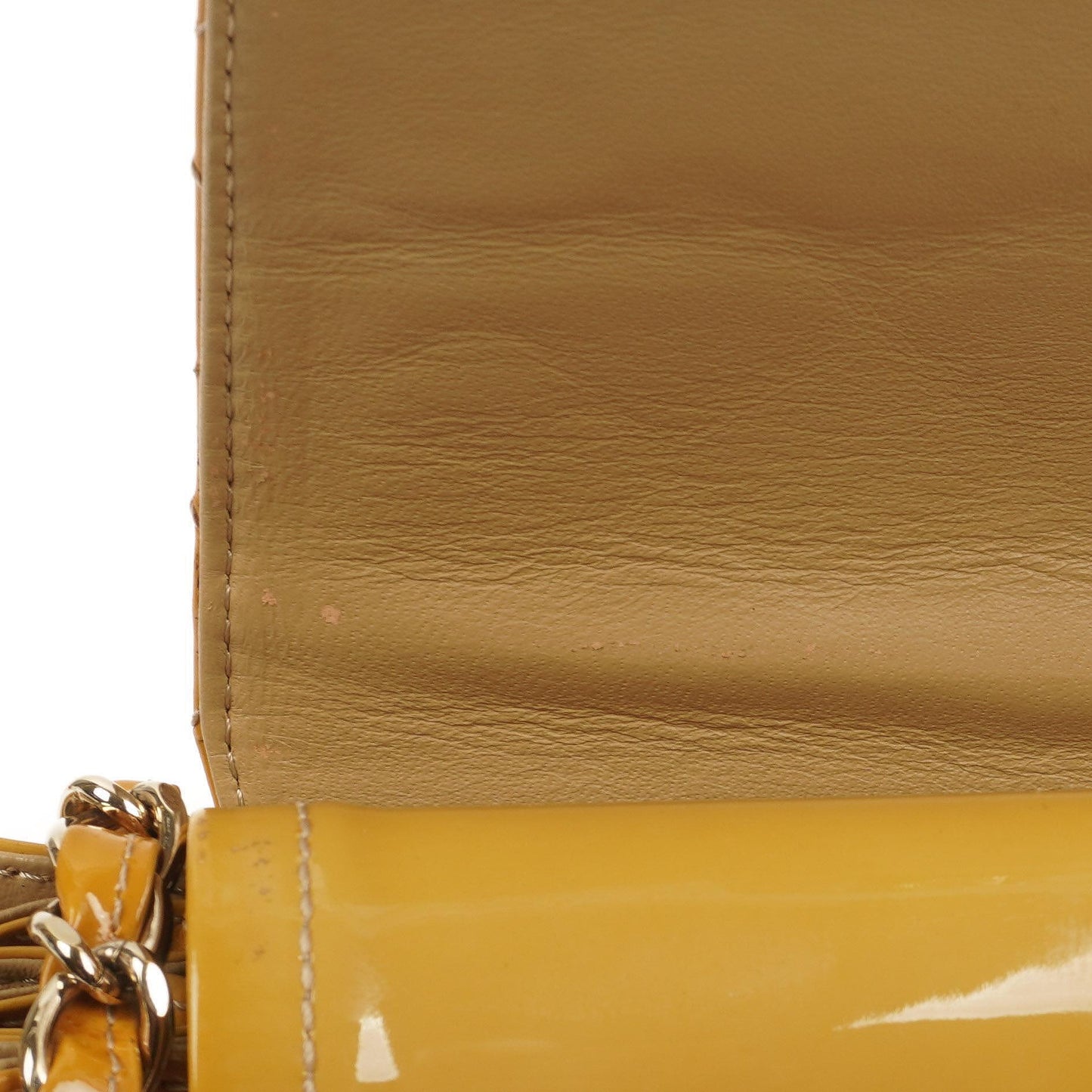 Chanel Accordion Double Flap Bag Yellow Quilted Patent Leather With 24K Champagne Gold-Plated Hardware