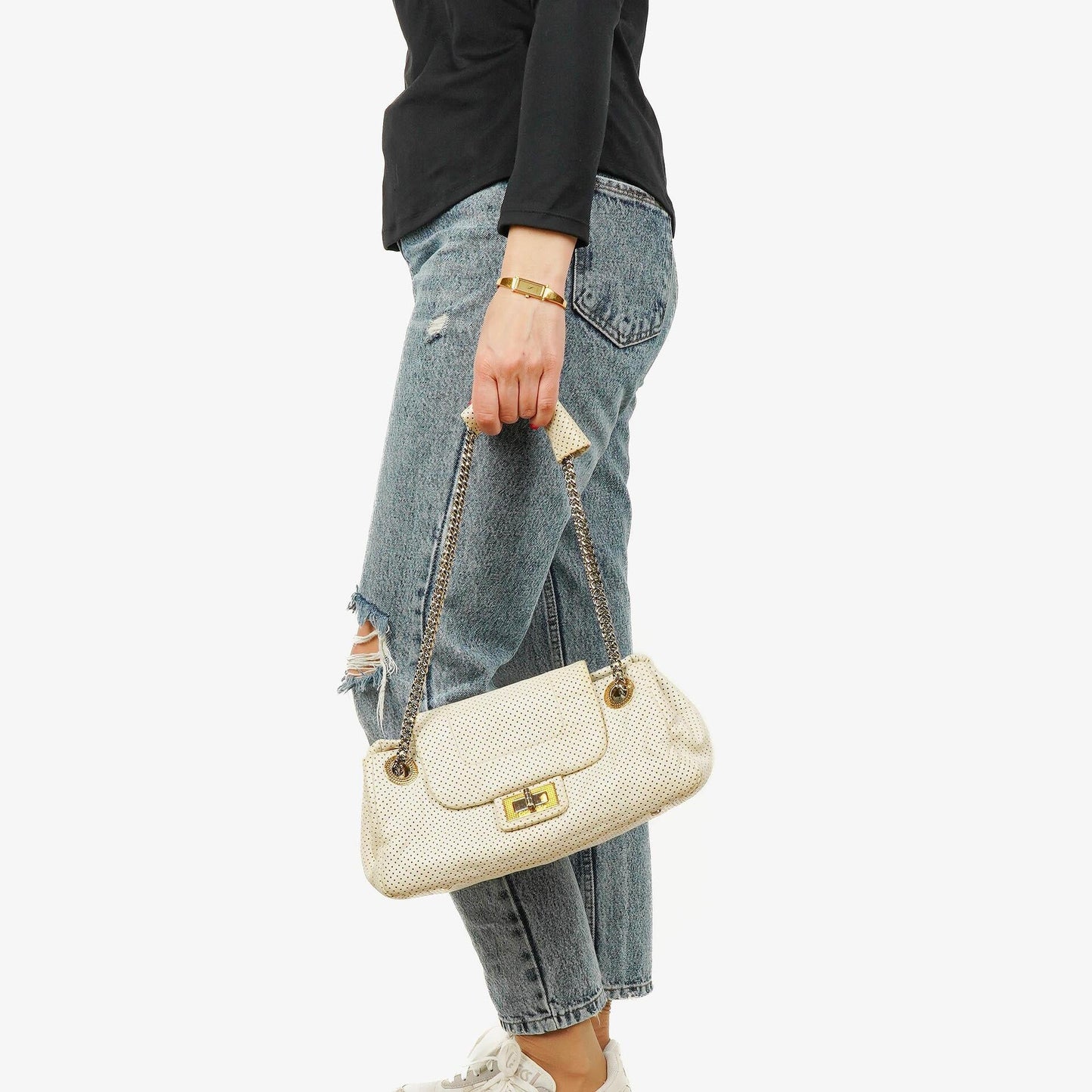 Chanel Accordion Flap Bag In Quilted Perforated Leather