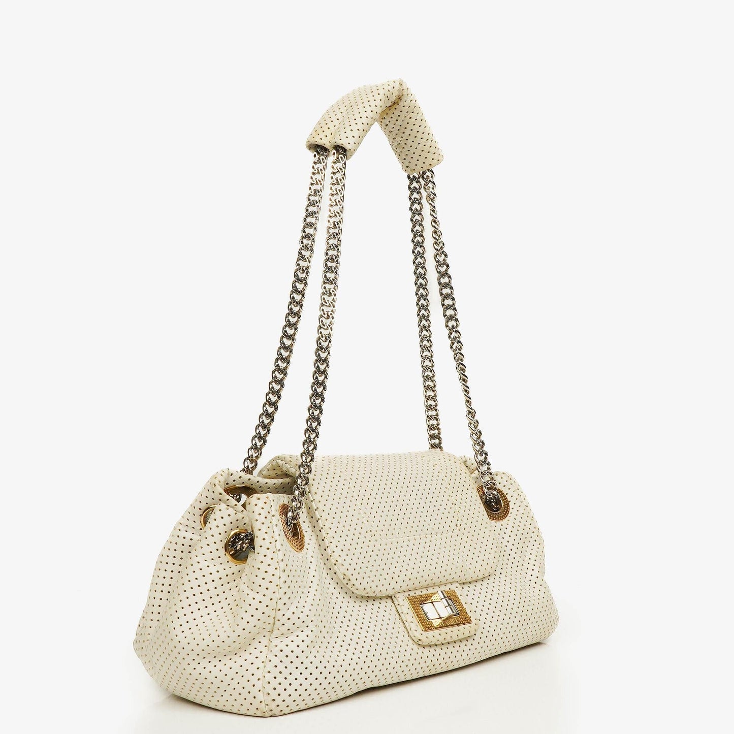 Chanel Accordion Flap Bag In Quilted Perforated Leather