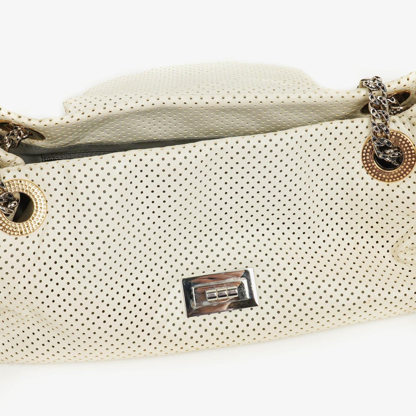 Chanel Accordion Flap Bag In Quilted Perforated Leather