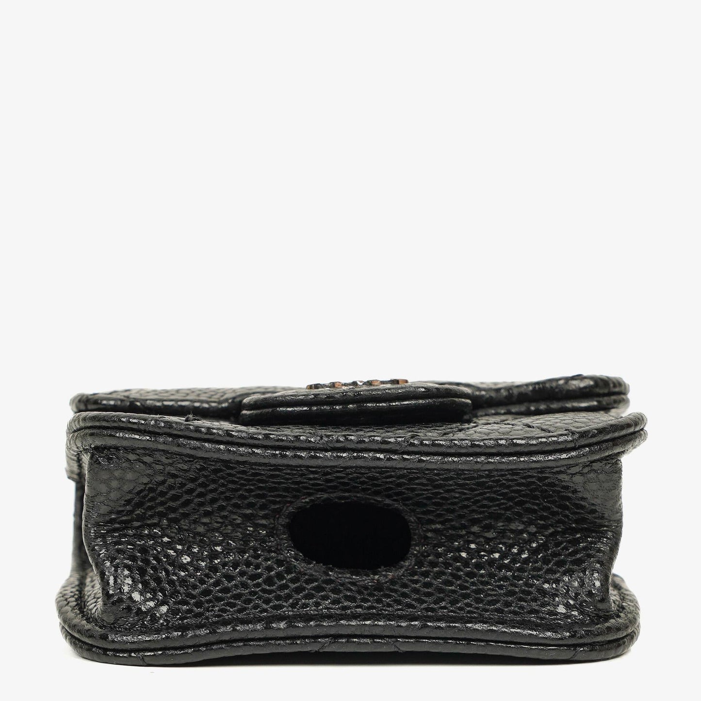 Chanel Airpods Pro Case In Black Caviar Quilted Leather With Silver-Tone Hardware