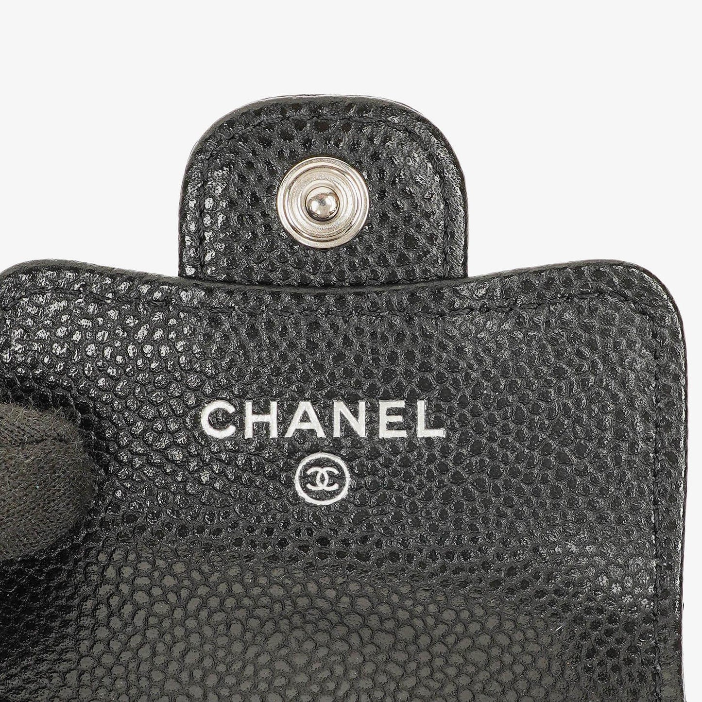 Chanel Airpods Pro Case In Black Caviar Quilted Leather With Silver-Tone Hardware
