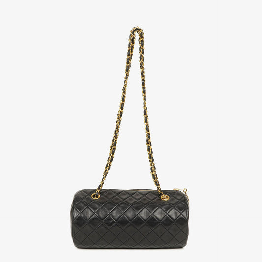 Chanel Barrel Black Quilted Leather Shoulder Bag