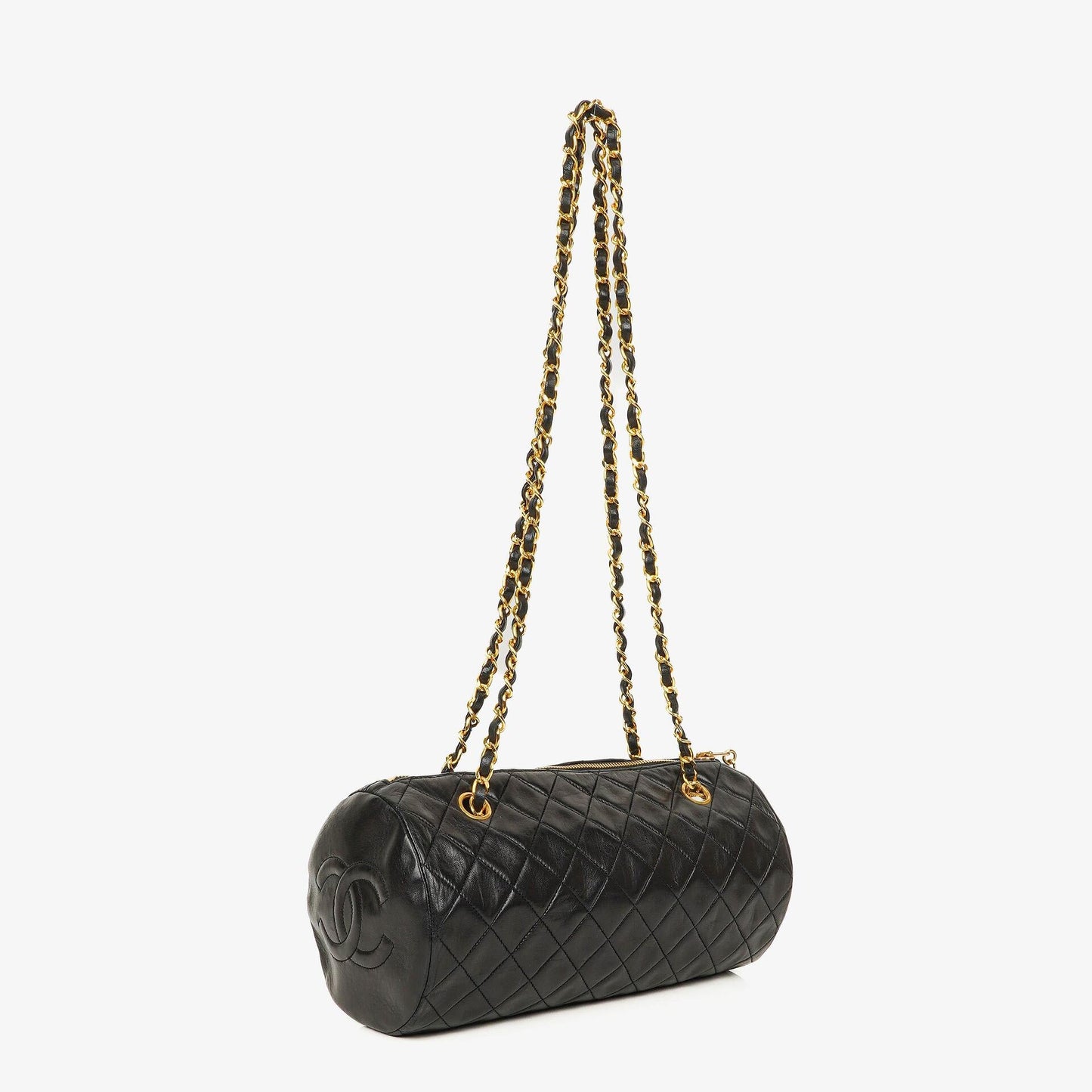 Chanel Barrel Black Quilted Leather Shoulder Bag