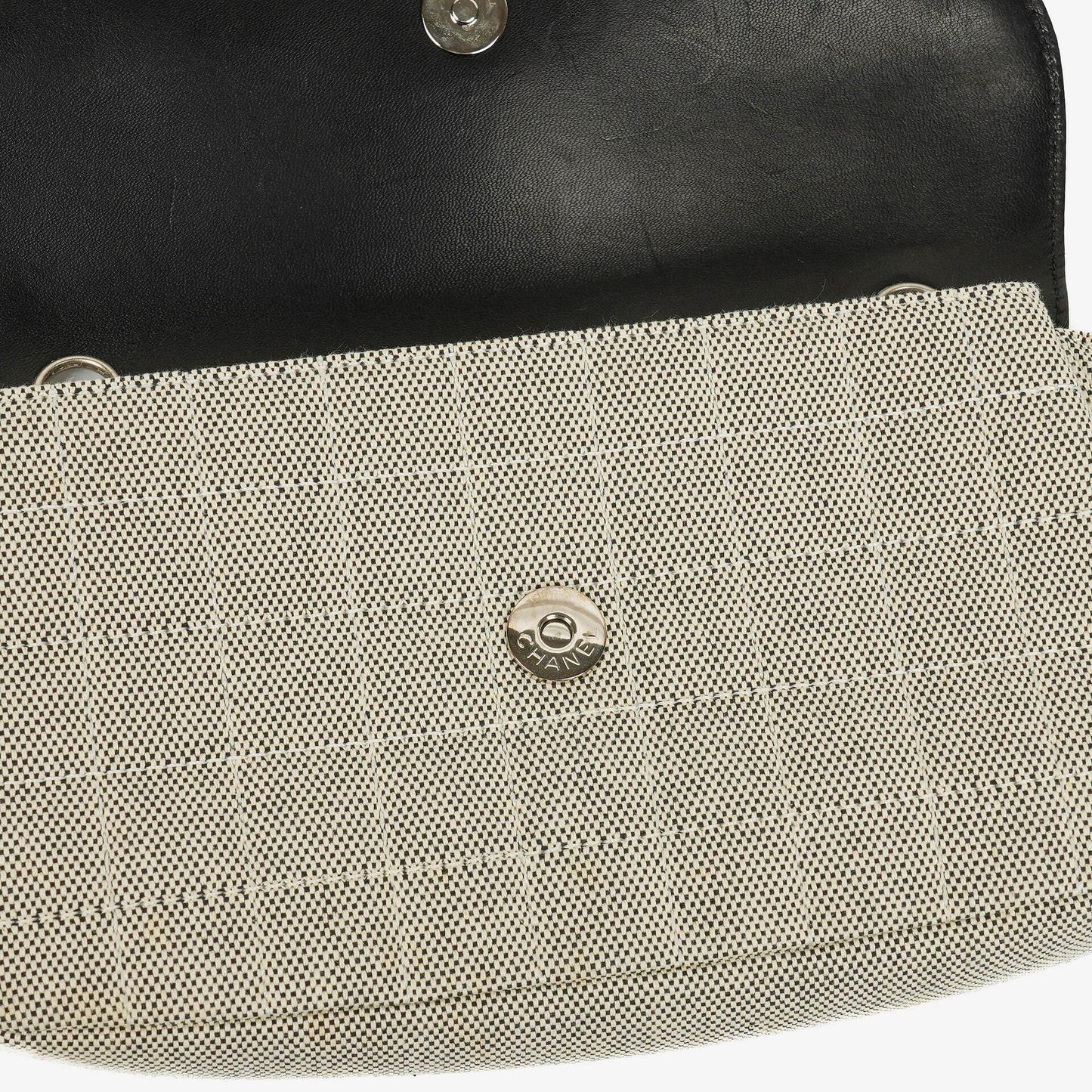 Chanel Beige Black Canvas Camellia N°5 Bag