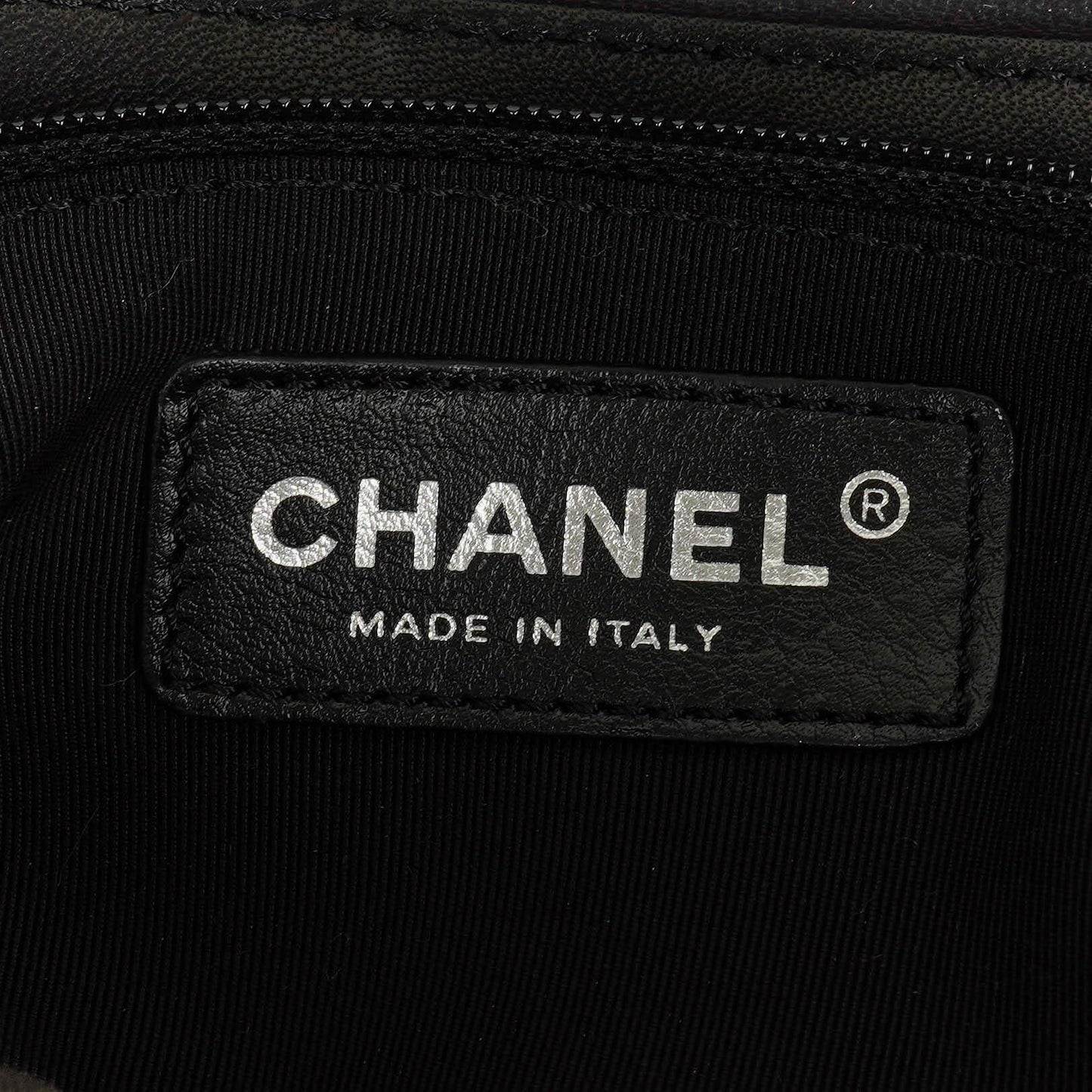 Chanel Beige Black Canvas Camellia N°5 Bag