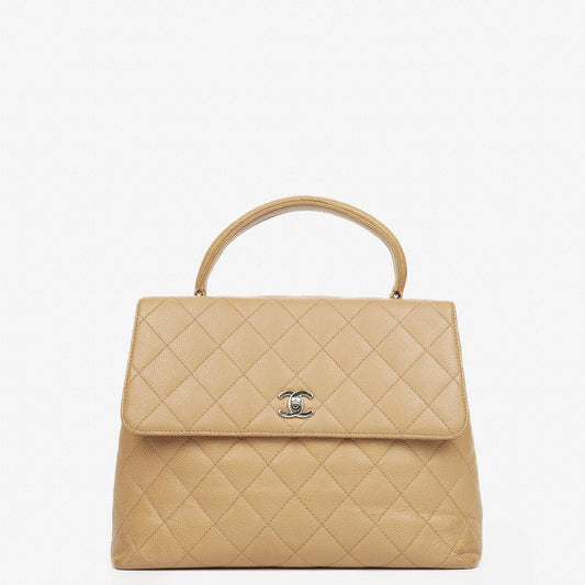 Chanel Beige Caviar Quilted Jumbo Kelly Flap Bag
