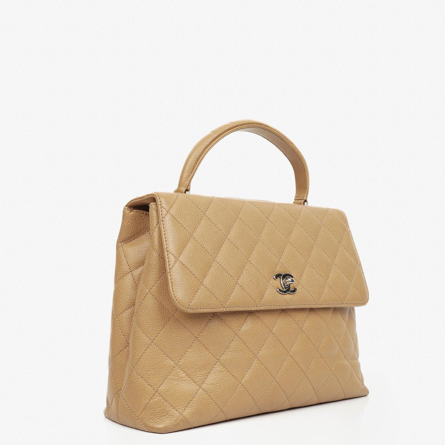 Chanel Beige Caviar Quilted Jumbo Kelly Flap Bag