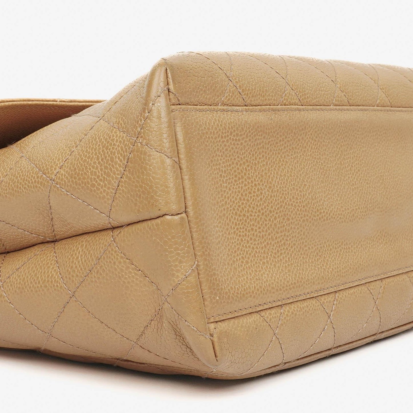 Chanel Beige Caviar Quilted Jumbo Kelly Flap Bag