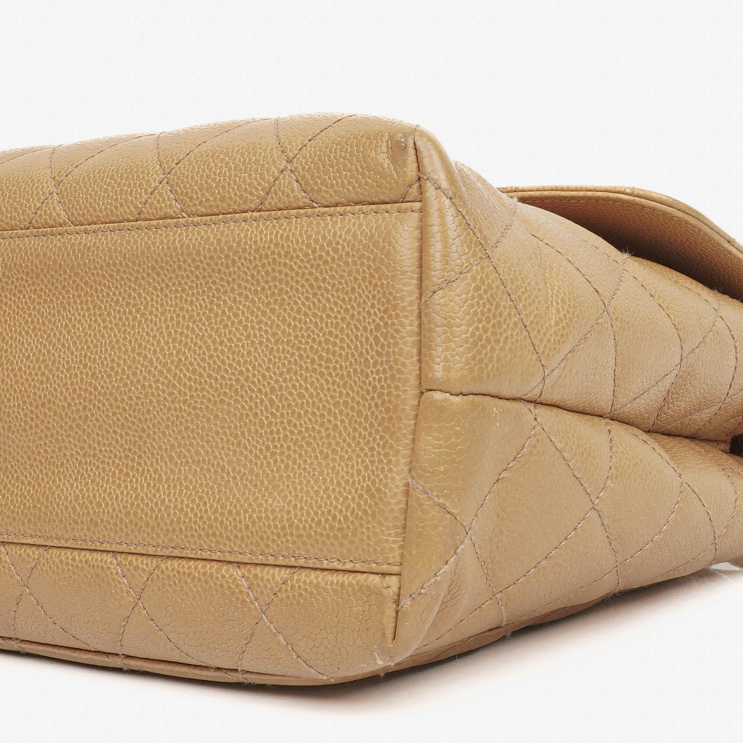 Chanel Beige Caviar Quilted Jumbo Kelly Flap Bag