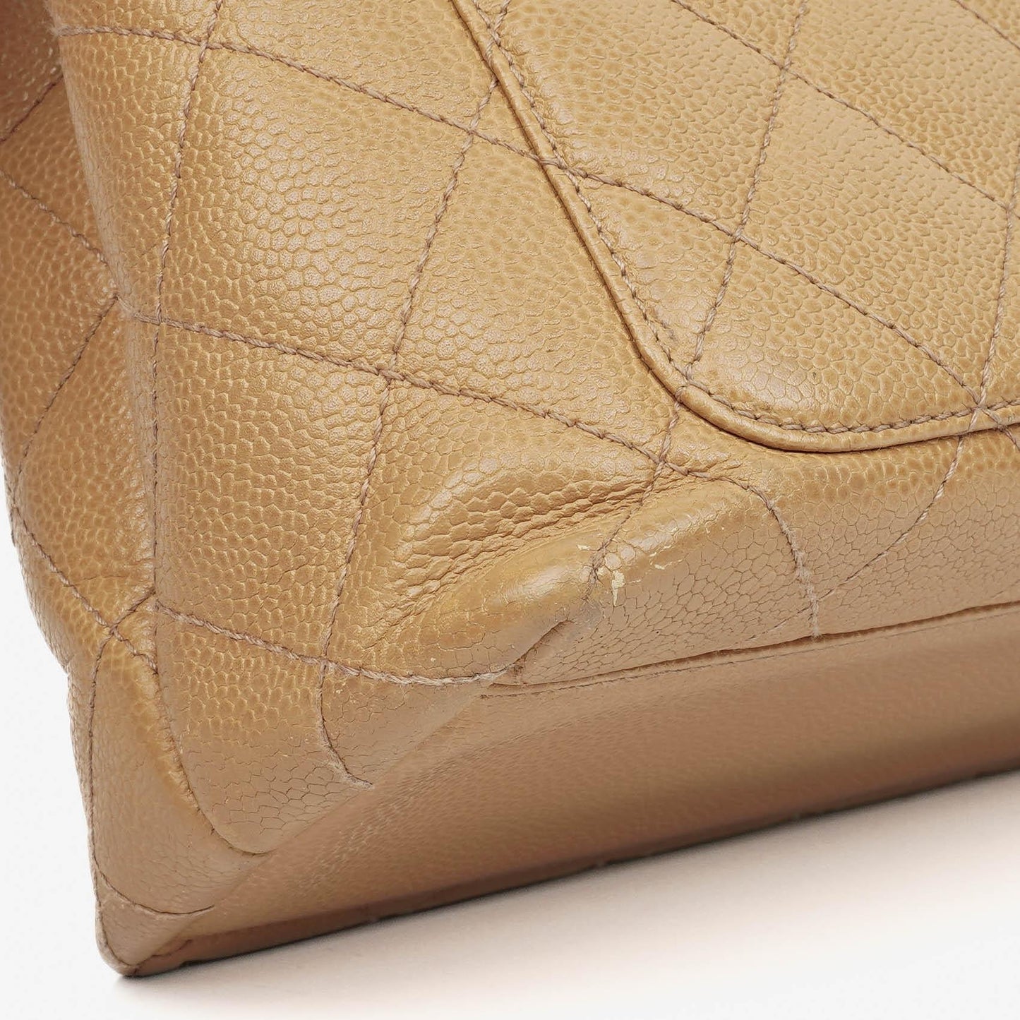 Chanel Beige Caviar Quilted Jumbo Kelly Flap Bag