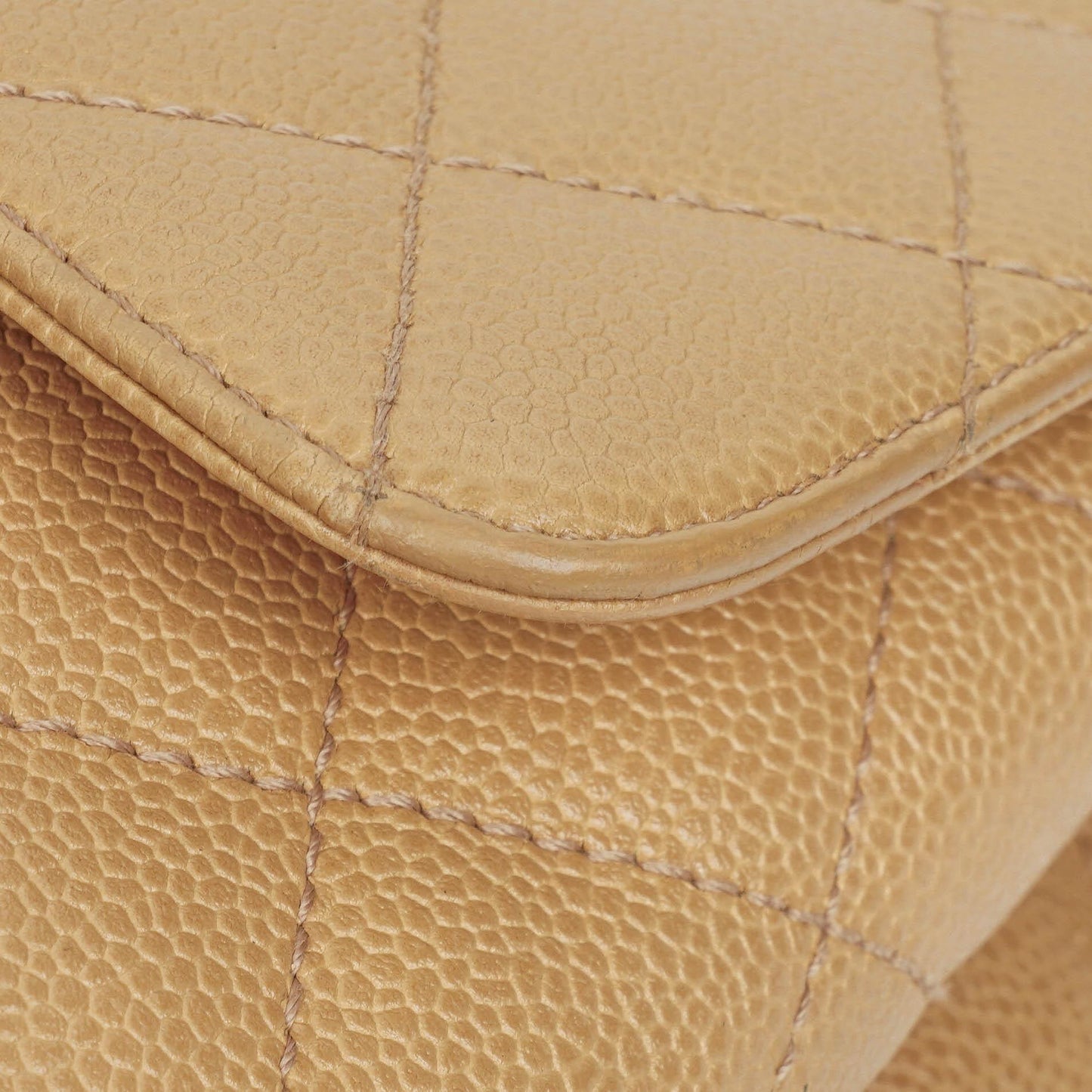 Chanel Beige Caviar Quilted Jumbo Kelly Flap Bag