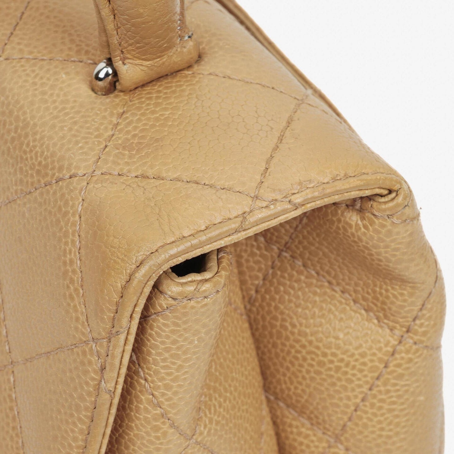 Chanel Beige Caviar Quilted Jumbo Kelly Flap Bag