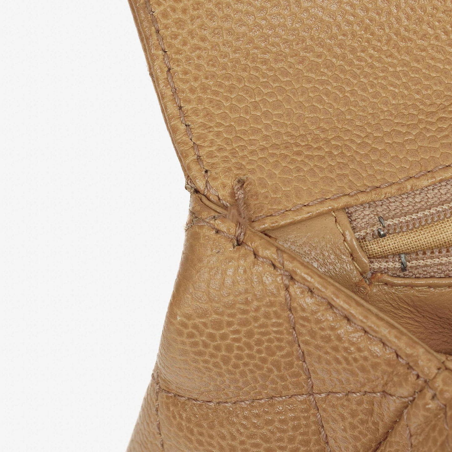 Chanel Beige Caviar Quilted Jumbo Kelly Flap Bag