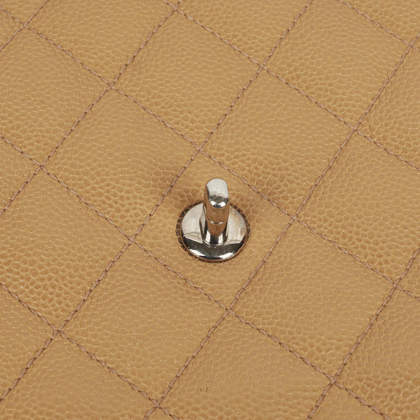 Chanel Beige Caviar Quilted Jumbo Kelly Flap Bag