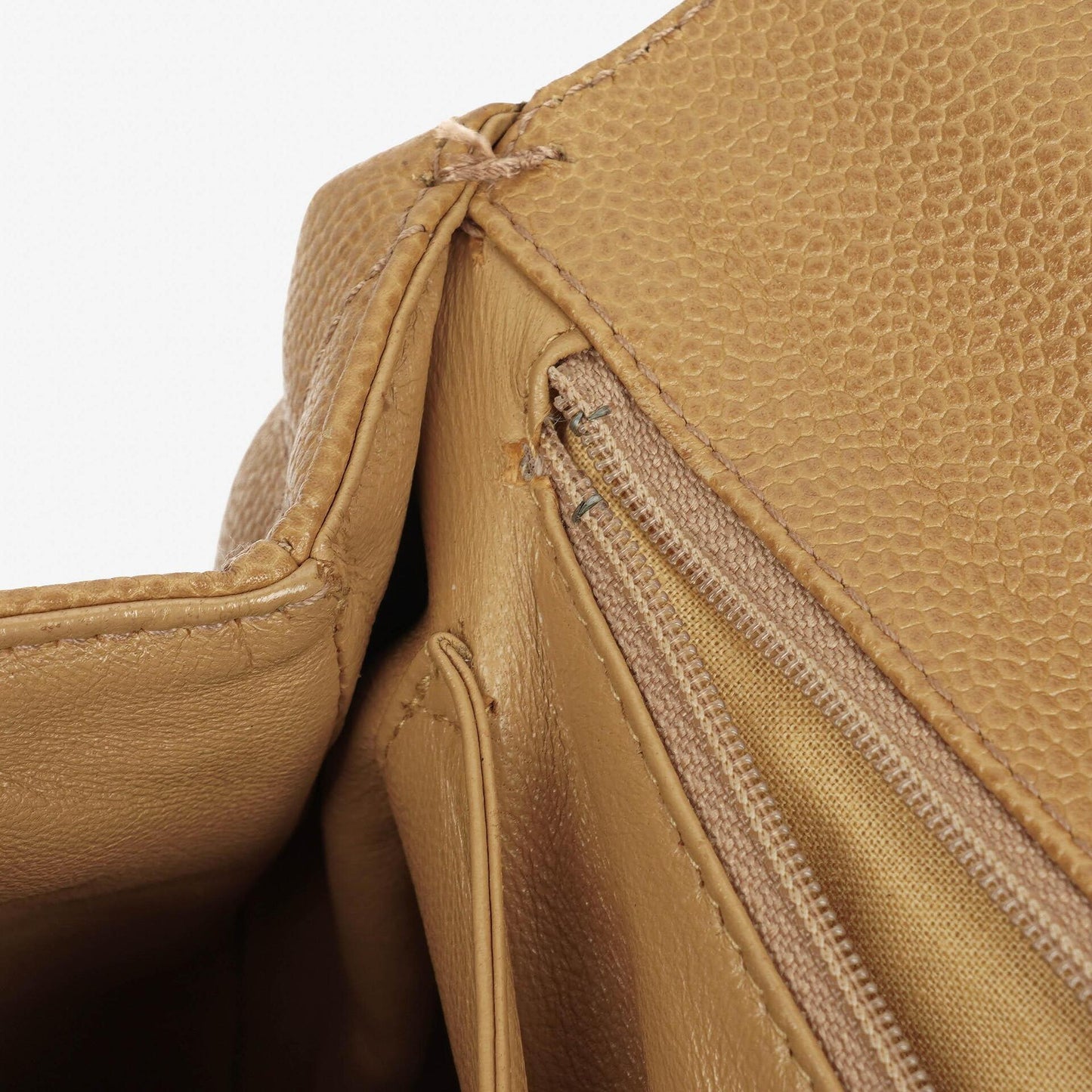 Chanel Beige Caviar Quilted Jumbo Kelly Flap Bag
