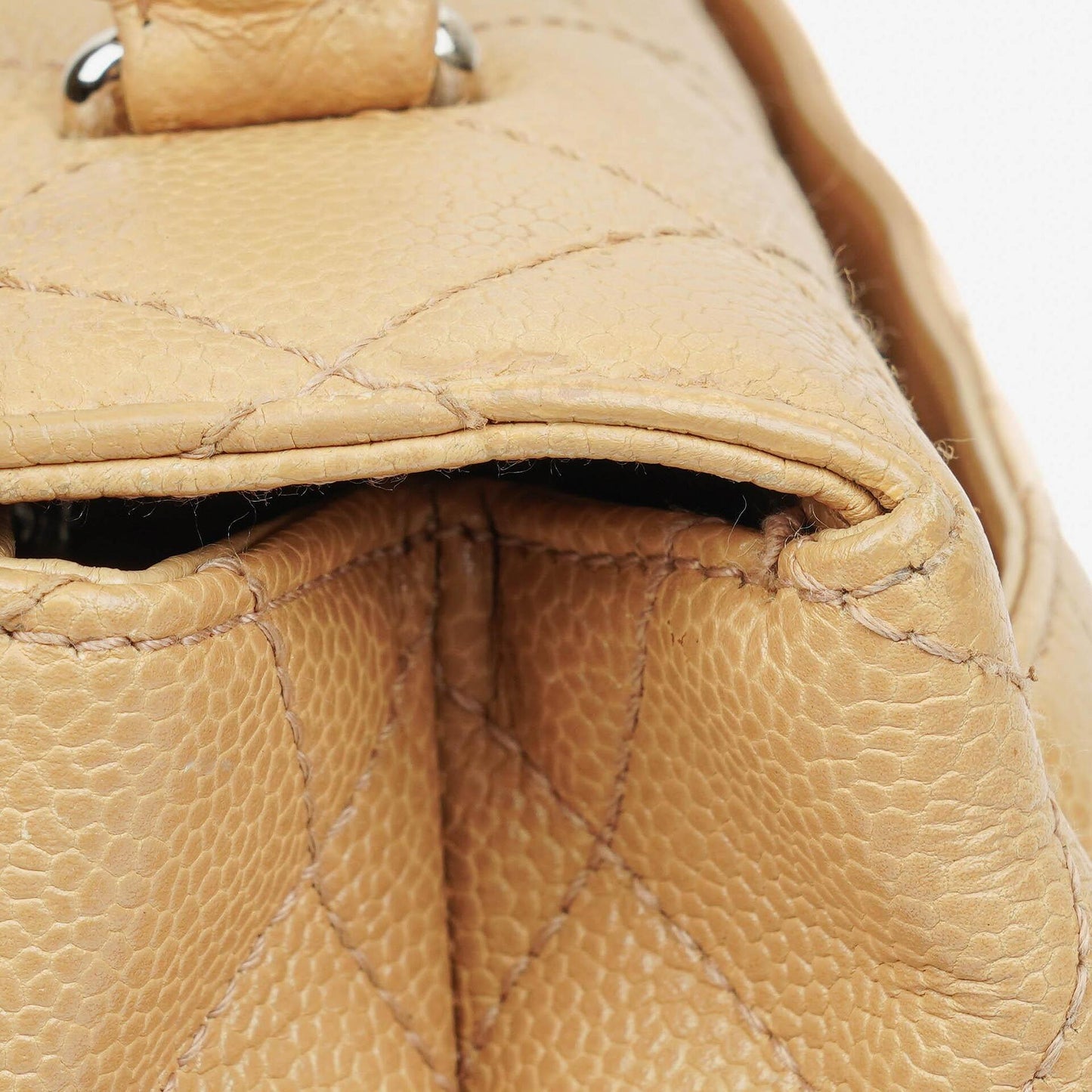 Chanel Beige Caviar Quilted Jumbo Kelly Flap Bag