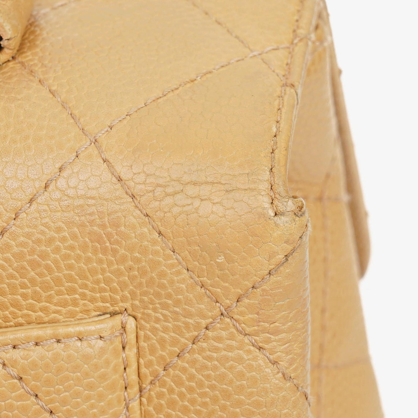 Chanel Beige Caviar Quilted Jumbo Kelly Flap Bag